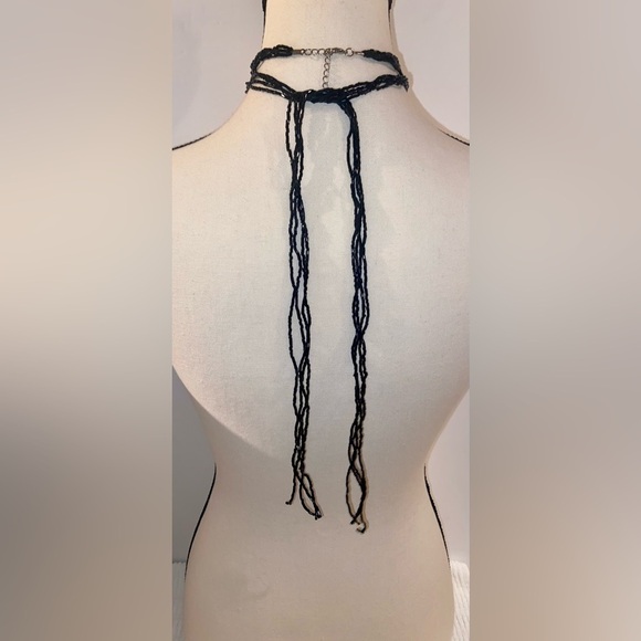 2 for 30$ Women Vintage shiny black strings super long Necklace  Y2K - Picture 2 of 10